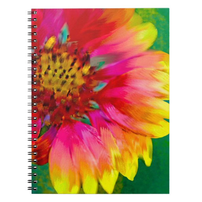 Caderno Espiral Representação artística da flor Indian Blanket (Frente)