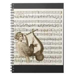 Caderno Espiral Reproduzindo Vintage Harp Music 304