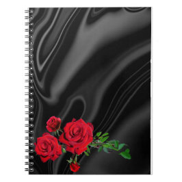 Caderno Espiral res rosas em um tecido preto