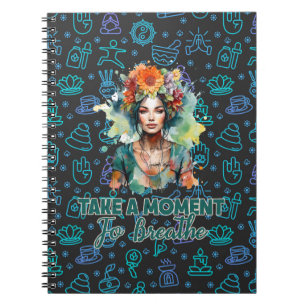 Caderno Espiral Respire as flores de Zen, Yoga Girl