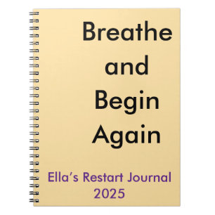 Caderno Espiral Respire e comece de novo motivação gentil personal
