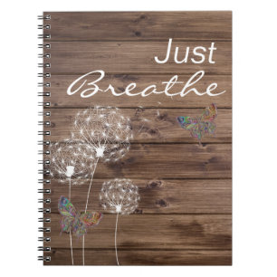 Caderno Espiral Respire Madeira de borboleta Dandelions