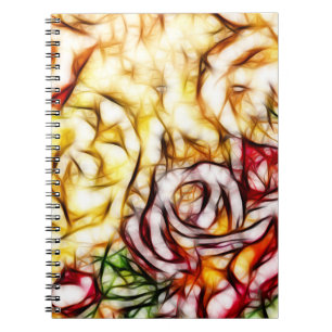 Caderno Espiral Resplendor Floral Artístico Rosa Luz Amarela Abstr