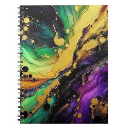 CADERNO ESPIRAL RESPLENDOR PURPURA VERDE DOURADO MARDI GRAS