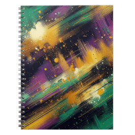 CADERNO ESPIRAL RESPLENDOR PURPURA VERDE DOURADO MARDI GRAS