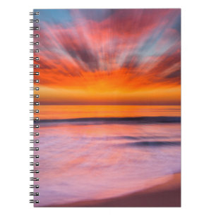 Caderno Espiral Resumo do pôr do sol da Praia de Tamarack