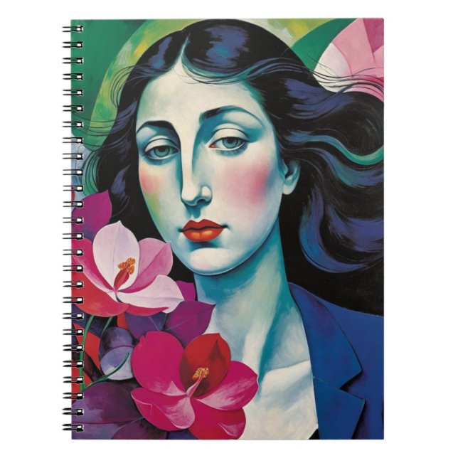 Caderno Espiral Retrato abstrato | Diário para notebook (Frente)
