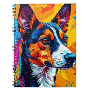 Caderno Espiral Retrato Abstrato do Cão Basenji