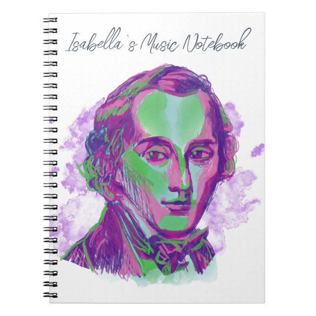 Caderno Espiral Retrato Aurora de Chopin (Frente)