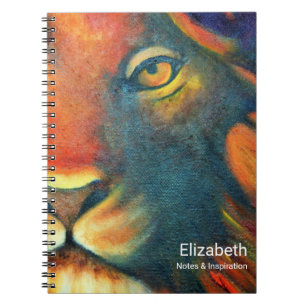 Caderno Espiral Retrato bonito da cabeça do leão régio e orgulh