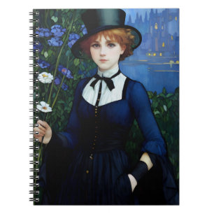 Caderno Espiral Retrato Bonito Estilo Vintage Dark Academy Girl
