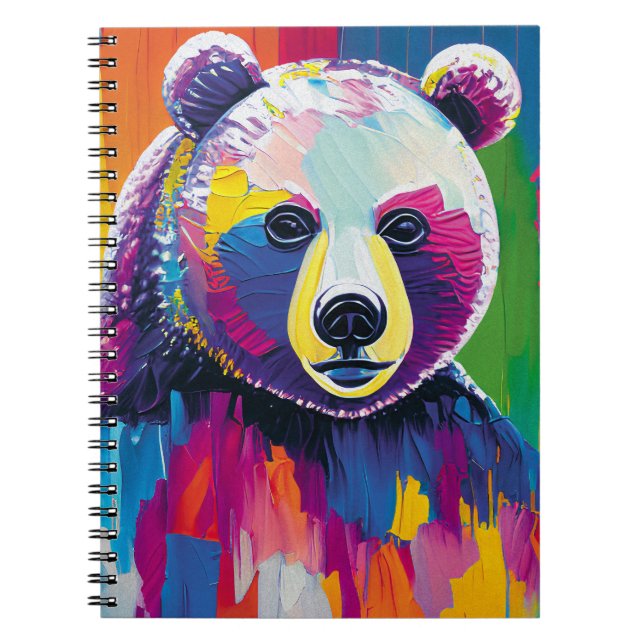 Caderno Espiral Retrato Colorido do Urso (Frente)
