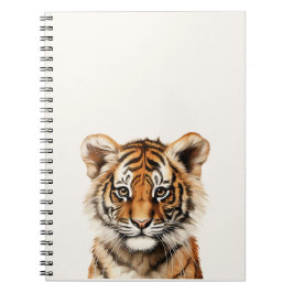 Caderno Espiral Retrato de Aquarela de um Pequeno Tigre