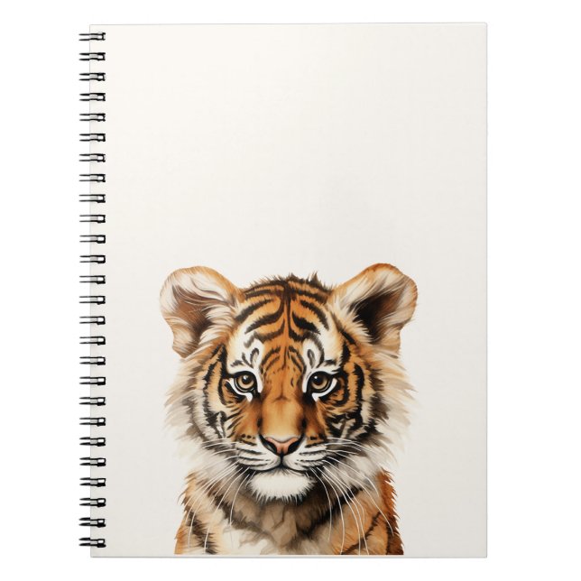 Caderno Espiral Retrato de Aquarela de um Pequeno Tigre (Frente)