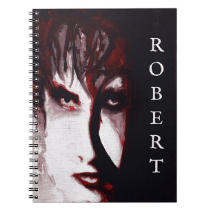 Caderno Espiral Retrato de Arte de Homem de Música Goth Pós-Punk D