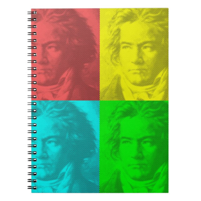 Caderno Espiral Retrato De Beethoven Em Quadrados (Frente)