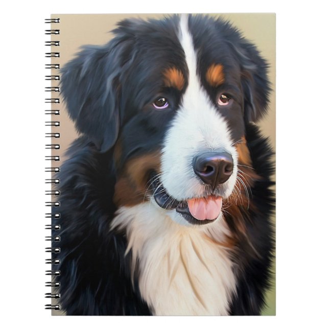 Caderno Espiral Retrato de Cachorro da Montanha Bernese (Frente)