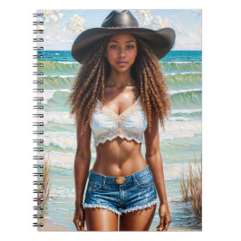 Caderno Espiral Retrato de Garota Negra Costeira Arte