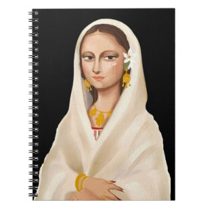 Caderno Espiral Retrato de Mulher Elegante   Ilustração de Arte Cu