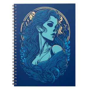 Caderno Espiral Retrato de Mulher Gótica de Beleza Crônica
