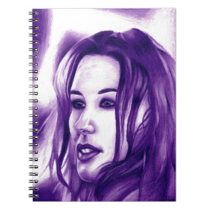 Caderno Espiral Retrato de Mulher Púrpura Arte Original