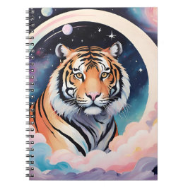 Caderno Espiral Retrato de um tigre no espaço
