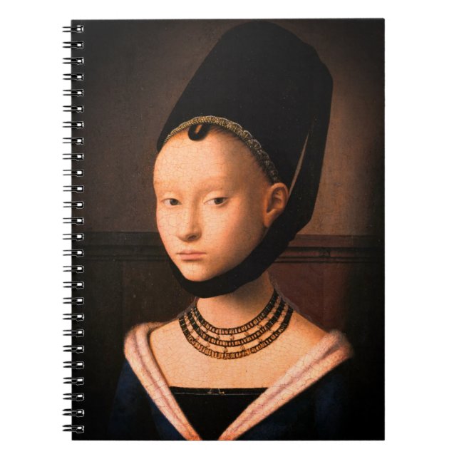Caderno Espiral Retrato de uma Jovem Mulher (por Petrus Christus) (Frente)