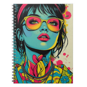 Caderno Espiral Retrato Diva Neon Pop - Arte Retroativa Negrito e