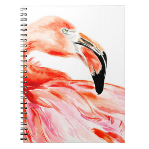 Caderno Espiral Retrato do perfil de pássaro Flamingo rosa, beleza