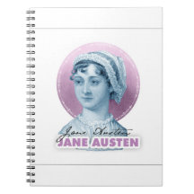 Retrato e assinatura de Jane Austen rosa