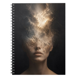Caderno Espiral Retrato Facial Etéreo Dissolvendo | Espírito Surre