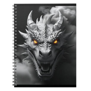 Caderno Espiral Retrato Feroz da Cabeça de Dragão