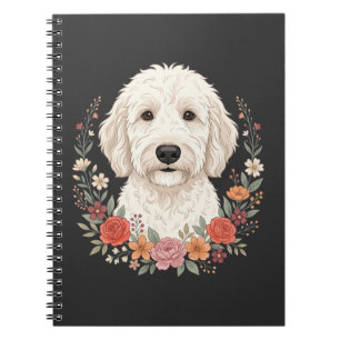 Caderno Espiral Retrato Floral de Cachorro Coroa Botânica