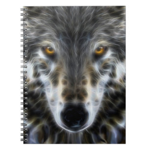 Caderno Espiral Retrato inspirado do lobo da floresta