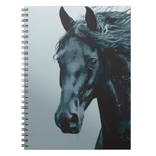Caderno Espiral Retrato Majestoso de Cavalo Preto