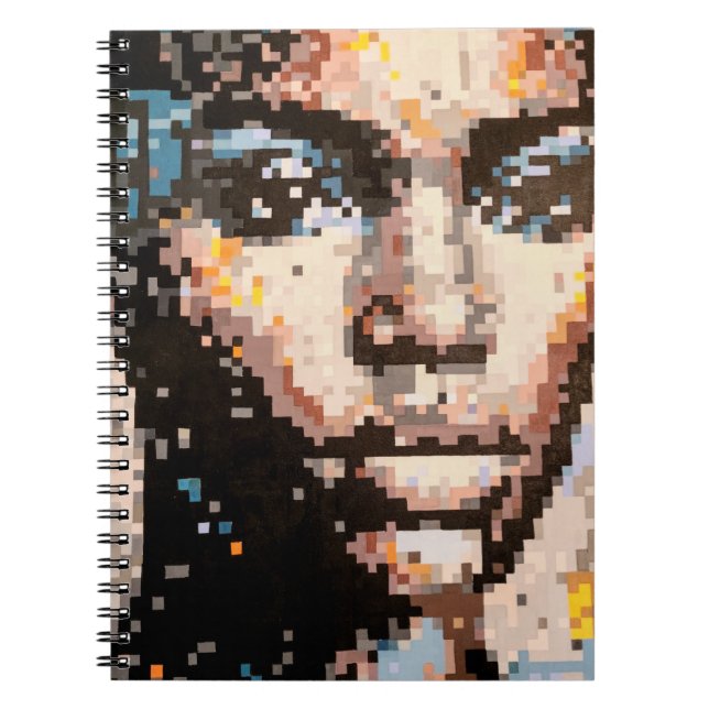 Caderno Espiral Retrato Pixel Ousado em Tons Vibrantes (Frente)