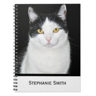 Caderno Espiral Retrato preto e branco do gato