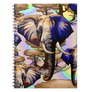 Caderno Espiral Retrato Surreal do Elefante Africano