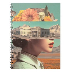 Caderno Espiral Retrato Surrealista com Paisagem Arquitetônica