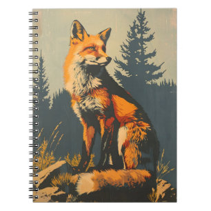 Caderno Espiral Retrato Vintage da Raposa Vermelha