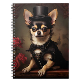 Caderno Espiral Retrato vitoriano Chihuahua Vintage