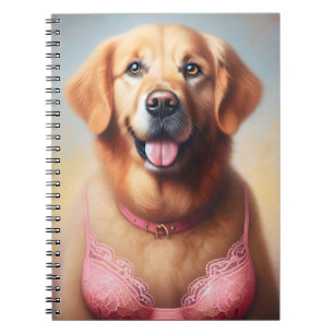 Caderno Espiral Retriever de ouro Vestindo uma barra rosa