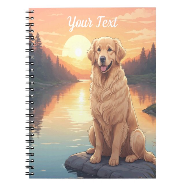 Caderno Espiral Retriever de ouros em lago (Frente)