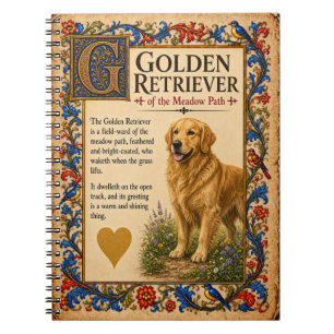 Caderno Espiral Retriever Dourado, Arte do Bestiário Medieval