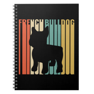 Caderno Espiral Retro 1970s Cachorro Silhuette French Bulldog Gift