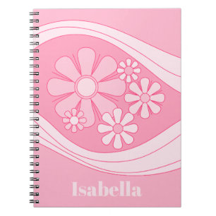 Caderno Espiral Retro 60s Cor-de-rosa personalizado