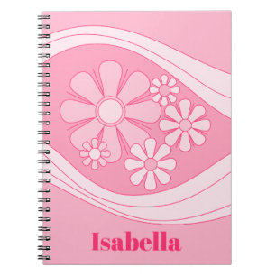Caderno Espiral Retro 60s Cor-de-rosa personalizado