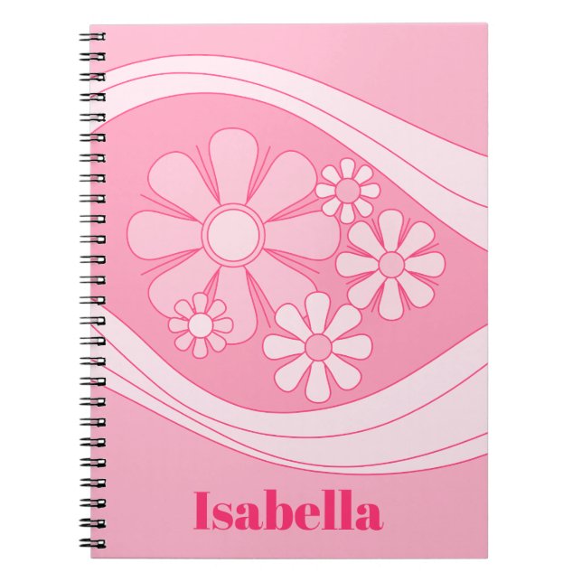 Caderno Espiral Retro 60s Cor-de-rosa personalizado (Frente)