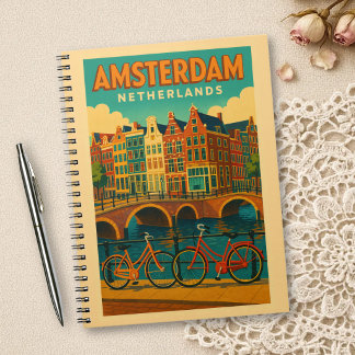 Caderno Espiral Retro Amsterdã Holanda
