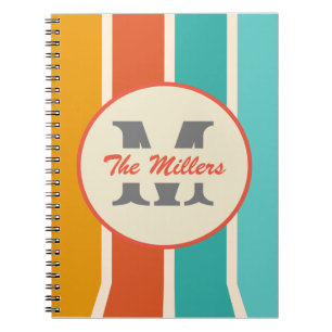 Caderno Espiral Retro Brilho Monograma de Verão